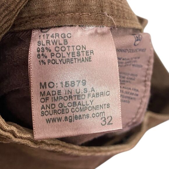 AG Adriano Goldschmied Graduate Pants Mens 32x34 Brown Corduroy USA Preppy NEW - Picture 8 of 10
